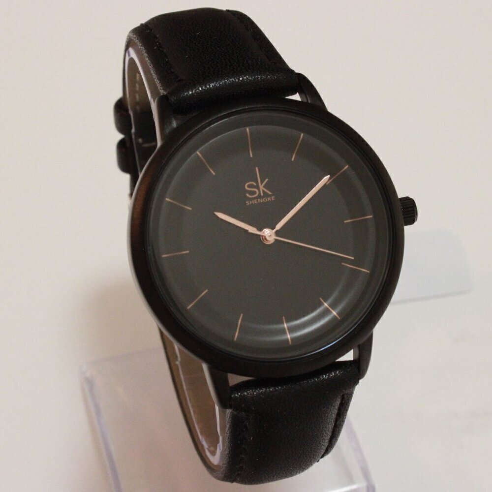 Ladies Dress Quartz Watch Black Dial Black Strap 38mm - Picture 2 of 12